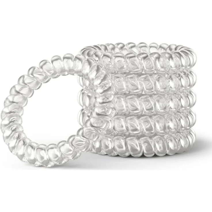 IMPERIO Spiral Haargummi, Premium Haargummis für Damen & Mädchen, schonend für alle Haartypen, Transparent Groß – Bild 1