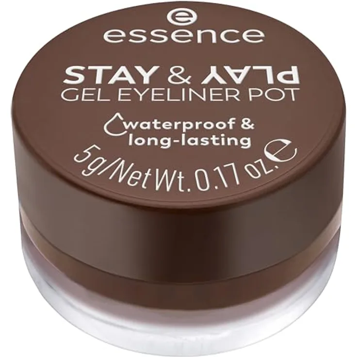 essence cosmetics STAY & PLAY GEL EYELINER POT, Nr. 02, langanhaltend, hochpigmentiert, Wischfest, farbintensiv, matt, vegan, wasserfest, ohne Mikroplastikpartikel, Nanopartikel frei, 1er Pack (5g)