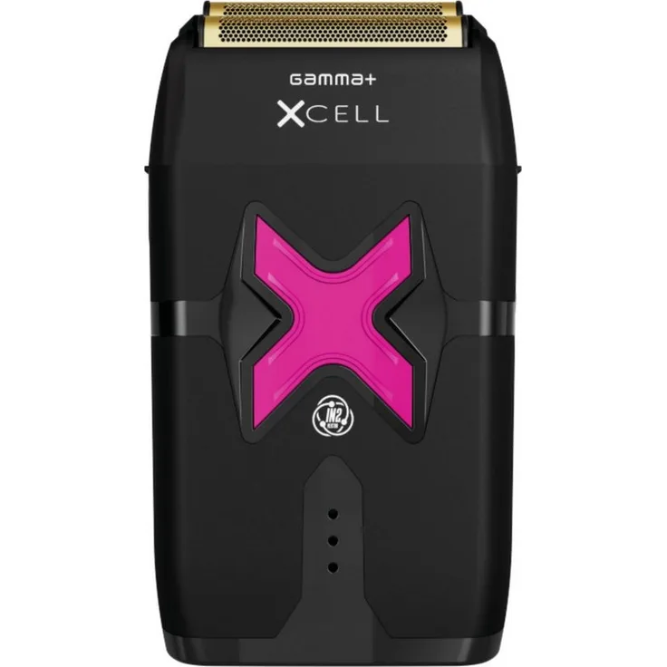 GAMMA+ Xcell Shaver, Professioneller Haarschneider mit Vector IN2-Motor, hypoallergener Gold-Titan-Folie, 120 Minuten Betriebsdauer, schwarz