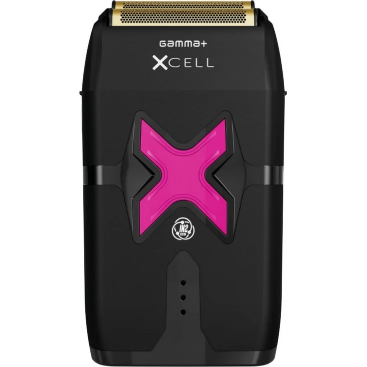 GAMMA+ Xcell Shaver, Professioneller Haarschneider mit Vector IN2-Motor, hypoallergener Gold-Titan-Folie, 120 Minuten Betriebsdauer, schwarz