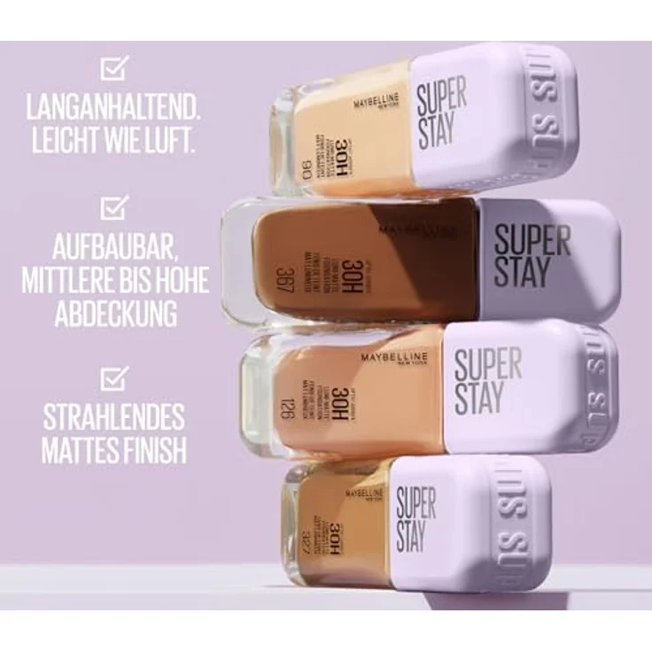 MAYBELLINE NEW YORK SuperStay Lumi-Matte Foundation, langanhaltend, hohe Deckkraft, Farbton 108, 35 ml – Bild 4