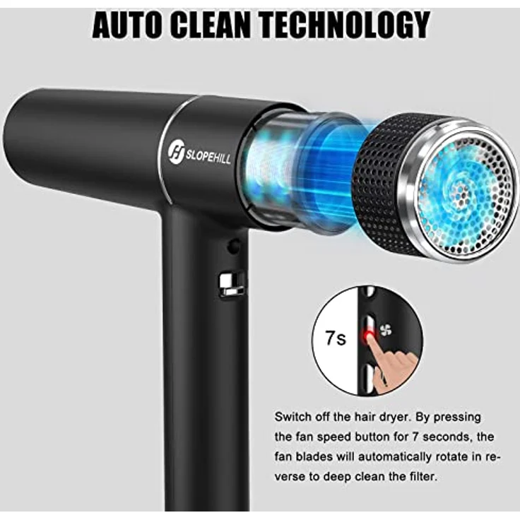 Slopehill Haartrockner IQ Perfetto, 2000W, bürstenloser Motor, Mikrofilter, Oxy Active Technology, LED-Anzeige, Schwarz – Bild 5