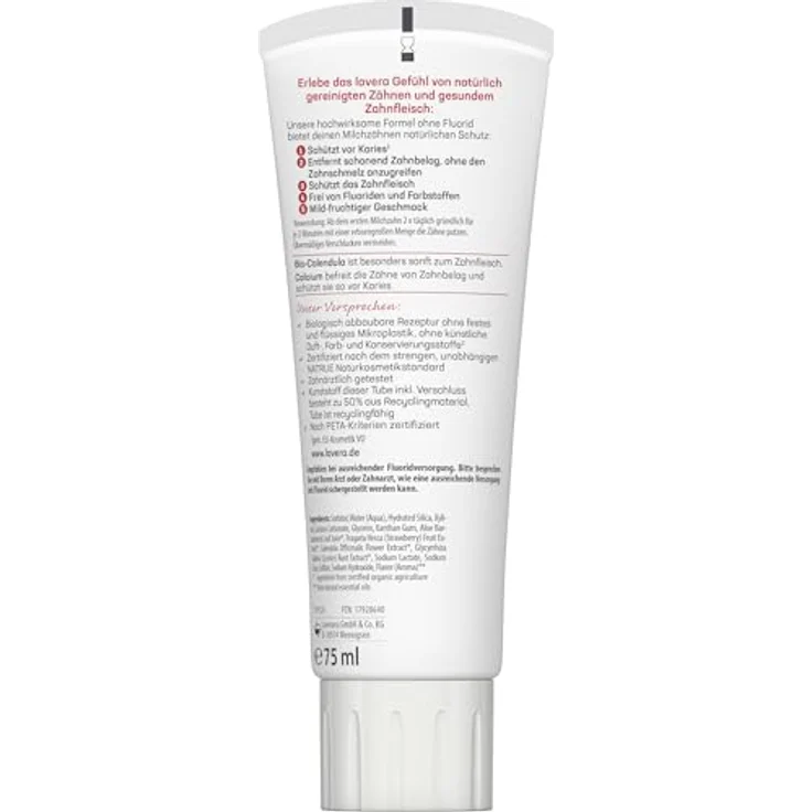 lavera Zahncreme Kids FLUORIDFREI - ohne Farbstoffe - schützt Milchzähne - mild-fruchtig - Bio Calendula & Calcium - Vegan - 75 ml – Bild 4