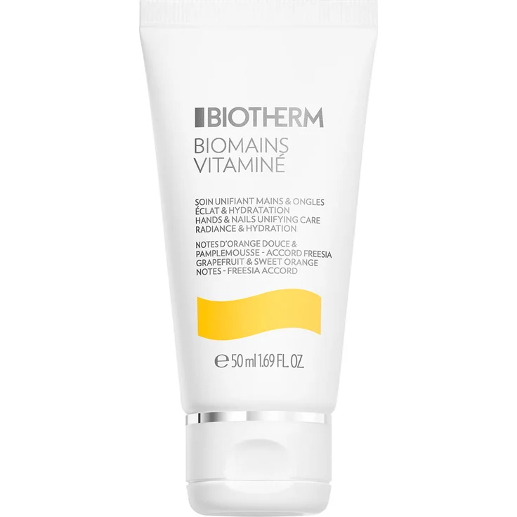 Biotherm Eau Vitaminée Handcreme 50 ml, feuchtigkeitsspendende Hand- und Nagelcreme mit Grapefruit- und Orangen-Duft, schnelle Einziehformel