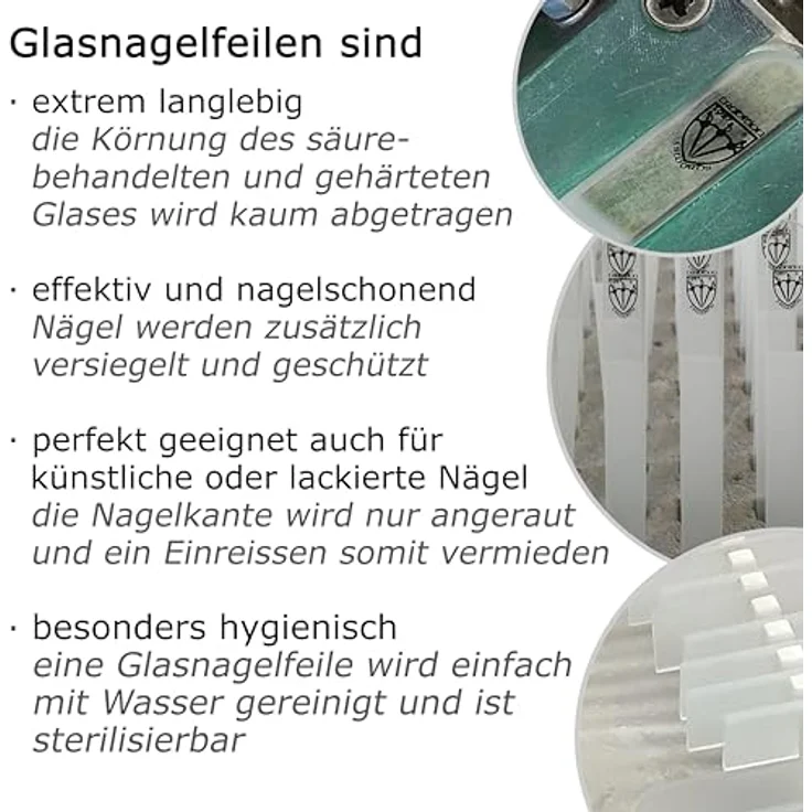 DREI SCHWERTER Glasnagelfeile doppelseitig, geschliffen, 11,5 cm, abwaschbar, inkl. 3-Weg-Nagelpolierer in Kunststoffschutzhülle – Bild 5