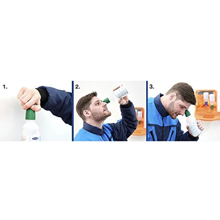 HYGOSTAR Augenspülstation Double 50012, Wandmontage mit 2x 500 ml Natriumchloridlösung, grün Kunststoff – Bild 2