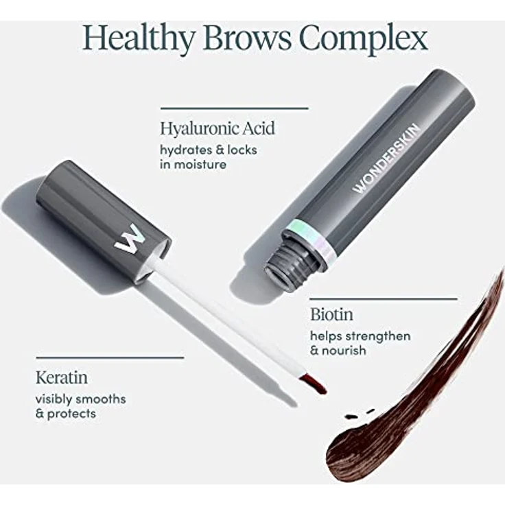 WONDERSKIN Wonder Blading Dream Brow, Langanhaltendes Augenbrauen-Gel in Brunette, 3 ml, wasserfest mit praktischem Pinsel – Bild 2