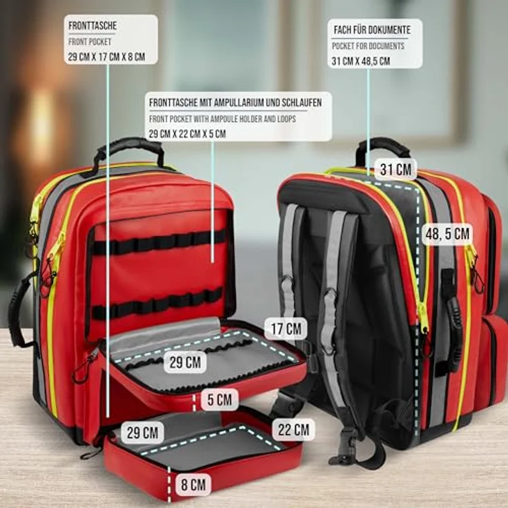 Pulox Erste HIlfe Rucksack, Notfallrucksack rot, aus Plane, ohne Füllung - Preisvergleich – Bild 3