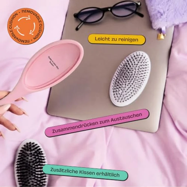 Olivia Garden Club THE RESET CUSHION Wet & Curly Detangling Hairbrush, ergonomische rosa Bürste für nasses und lockiges Haar mit flexiblen Borsten und abgerundeten Spitzen – Bild 4