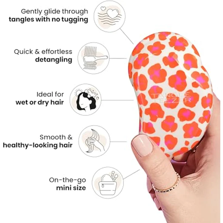 Tangle Teezer Die originale Mini-Haarbürste, Handflächengröße, perfekt für Kinder und Reisen, orange Safari, ideal für nasses und trockenes Haar, reduziert fliegende Haare – Bild 5