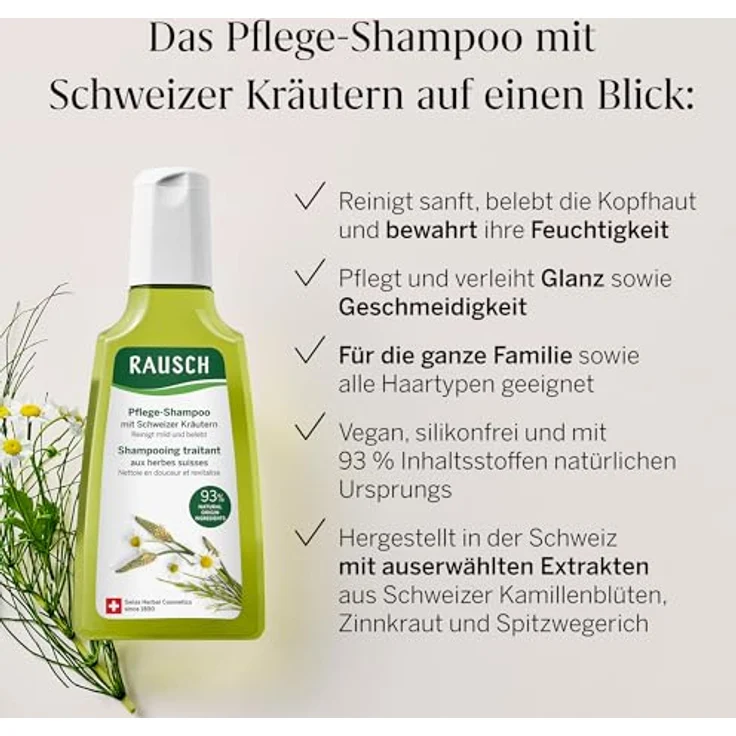 Rausch Pflege-Shampoo mit Schweizer Kräutern, 200 ml für gepflegtes Haar – Bild 3