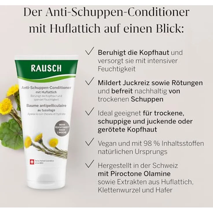 Rausch Anti-Schuppen-Conditioner mit Huflattich, 150 ml - Effektive Schuppenbekämpfung und Pflege für gesundes Haar – Bild 3