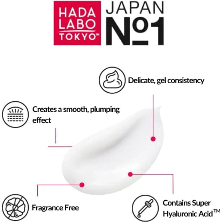 Hada Labo Tokyo White Skin Plumping Gel Gesichtscreme, Intensive Feuchtigkeit mit Hyaluronsäure für strahlende Haut, 50ml – Bild 4