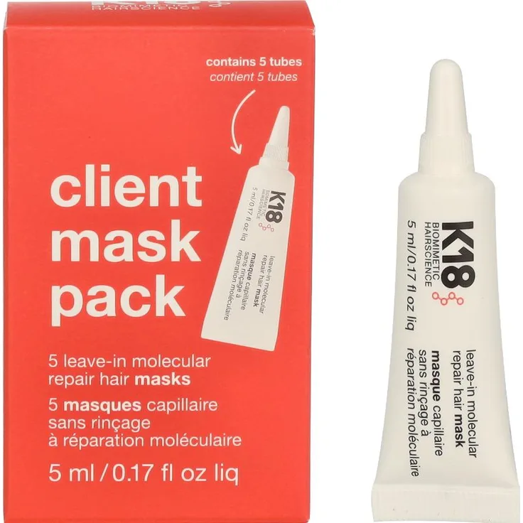 K18 Leave-in Molecular Repair Mask, Haarmaske zur tiefenwirksamen Haarekonstruktion, 5 ml