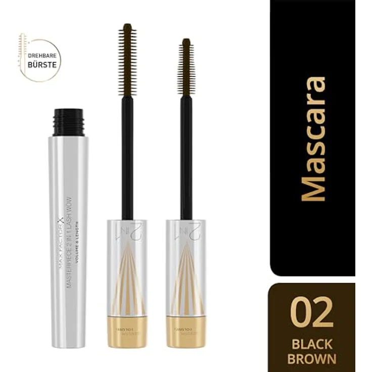 Max Factor Masterpiece Lash Wow Mascara, 2 in 1 Bürste für längere, geschwungenere und vollere Wimpern, Farbton Black Brown, 7 ml – Bild 5