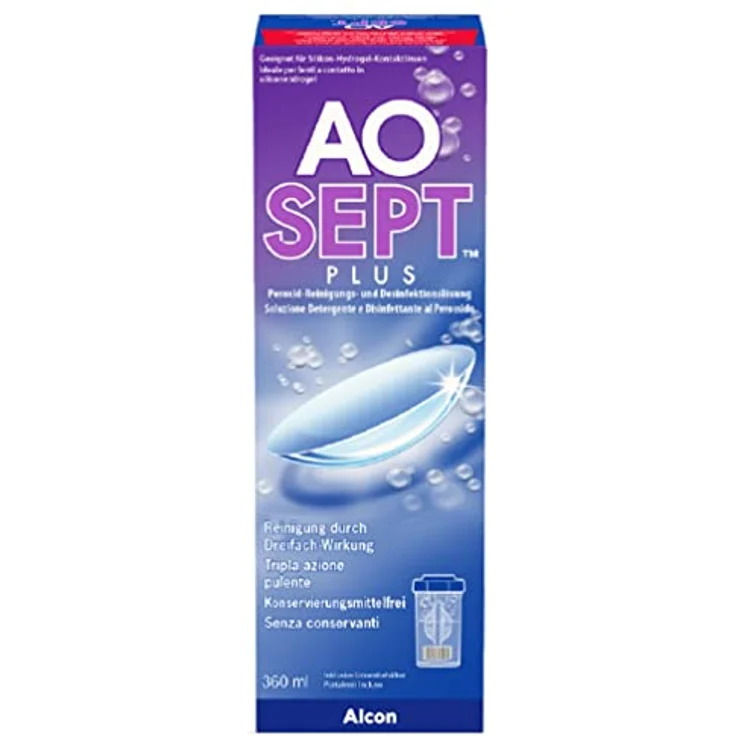 Alcon Aosept Plus 360 ml Peroxid-System für weiche & harte Kontaktlinsen, inkl. Aufbewahrungsbehälter – Bild 2