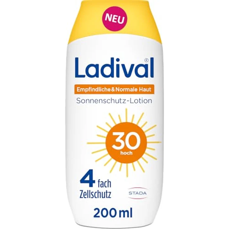 Ladival Sonnenschutz Lotion LSF 30 für empfindliche und normale Haut, wasserfest, feuchtigkeitsspendend, 4-fach Zellschutz, UV-Schutz, 200ml – Bild 1