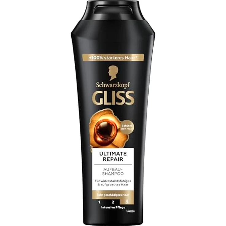 Gliss Ultimate Repair Shampoo (250 ml), Haarshampoo mit flüssigem Keratin & Perlen-Extrakt für stark geschädigtes und trockenes Haar – Bild 2