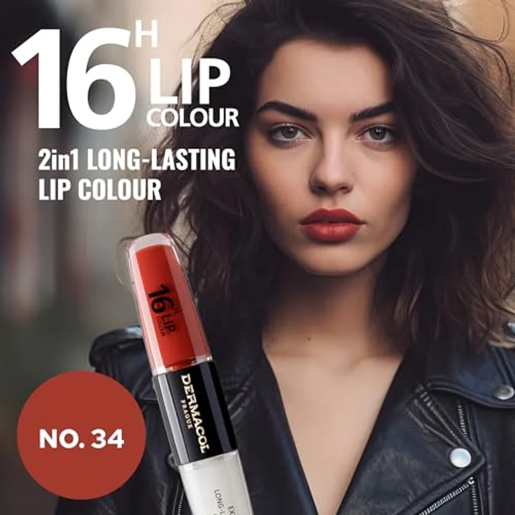 Dermacol 16H Lip Colour, langlebiger Lippenstift in Vibrant Red, 2x4 ml mit hoher Pigmentierung und feuchtigkeitsspendender Formel – Bild 4