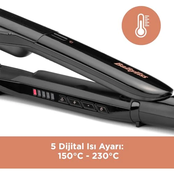 BaByliss Steam Smooth Dampfglätteisen, 39mm breite Turmalin-Keramik-Platten, 5 Temperatureinstellungen bis 230°C, inkl. Kammeinschübe und Hitzeschutzmatte – Bild 6