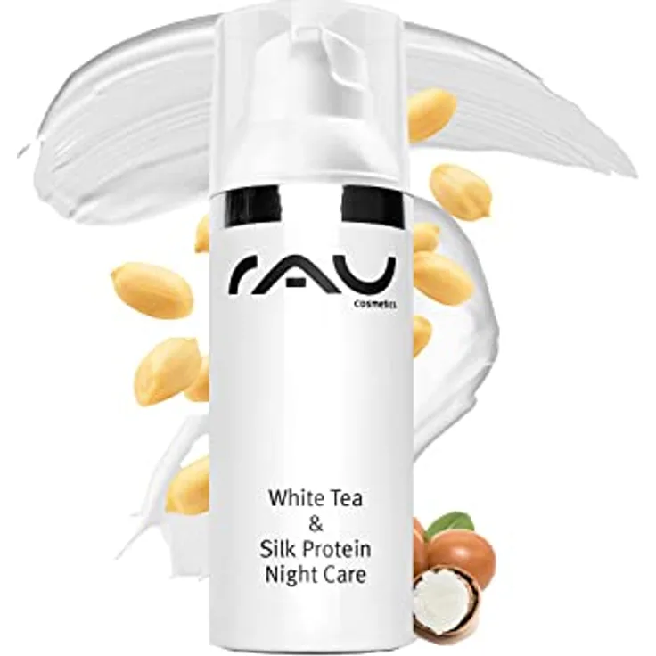 RAU Cosmetics RAU White Tea & Silk Protein Night Care 50 ml - Nachtcreme mit Seidenproteinen, Weißem Tee & Sheabutter - Anti-Aging Gesichtscreme für glatte & reine Haut