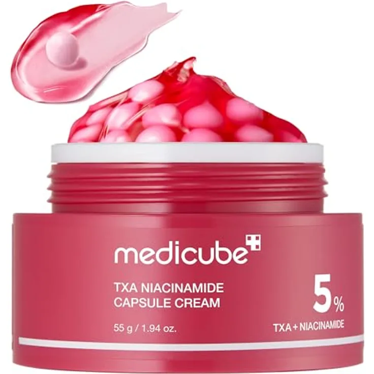 medicube TXA+Niacinamide Capsule Cream, Hautpflege gegen Hyperpigmentierung, 5% Tranexamsäure, 10% Niacinamid, duale Formel für gleichmäßigen Hautton