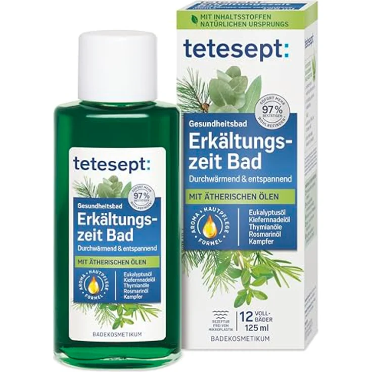 Tetesept Erkältungszeit Bad, entspannender Badezusatz für ein wohltuendes Vollbad, 125 ml – Bild 1