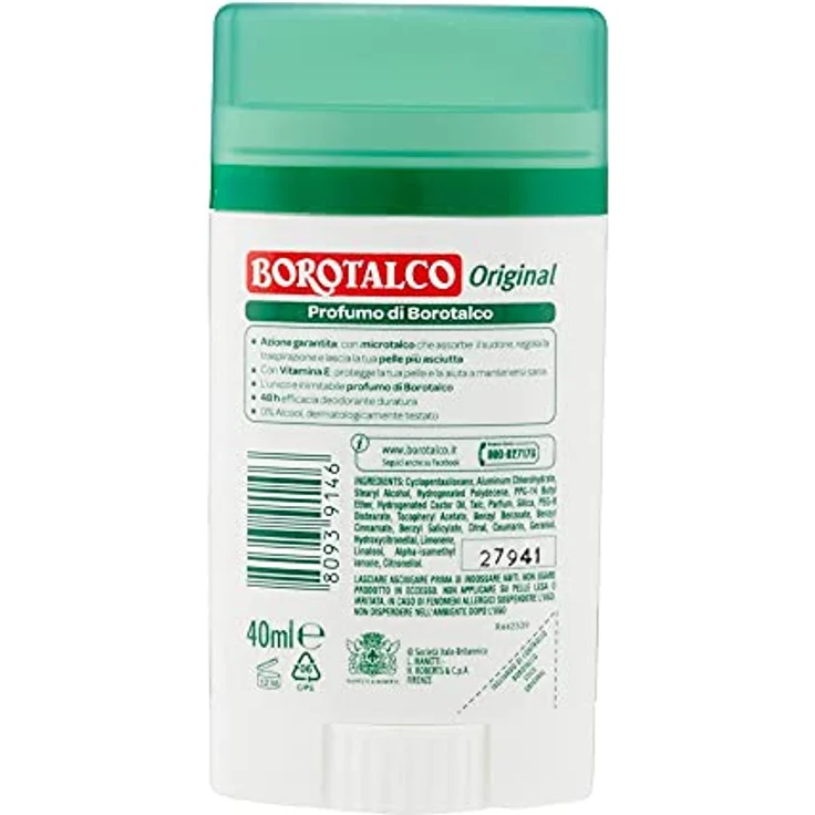 Borotalco Original Deostick 40ml, Antiperspirant für Unisex, alkoholfrei, langanhaltender Schutz gegen Schweißgeruch – Bild 2