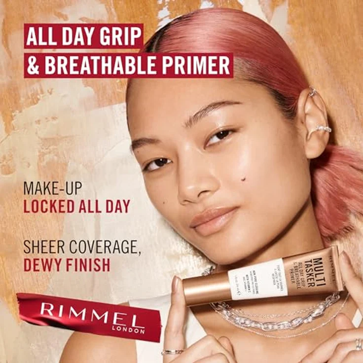 Rimmel Multi-Tasker All Day Grip & Breathable Primer, Gel-Textur Make-up Grundierung mit Hyaluronsäure, 24 ml – Bild 3