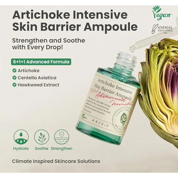 AXIS-Y Artichoke Intensive Skin Barrier Ampoule 30ml, Gesichtsserum mit veganen, beruhigenden und feuchtigkeitsspendenden Eigenschaften – Bild 2