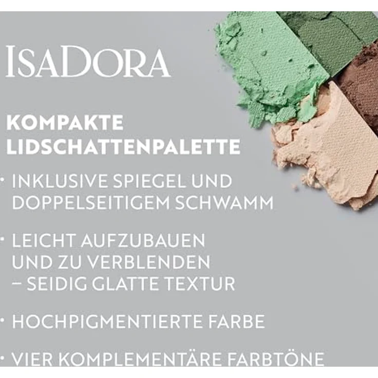IsaDora The Eyeshadow Quartet Lidschattenpalette 02 Neo Mint, 3.5 g, mit intensiv pigmentierten Farbtönen und Applikator, vegan, für Tag- und Abend-Make-up – Bild 2