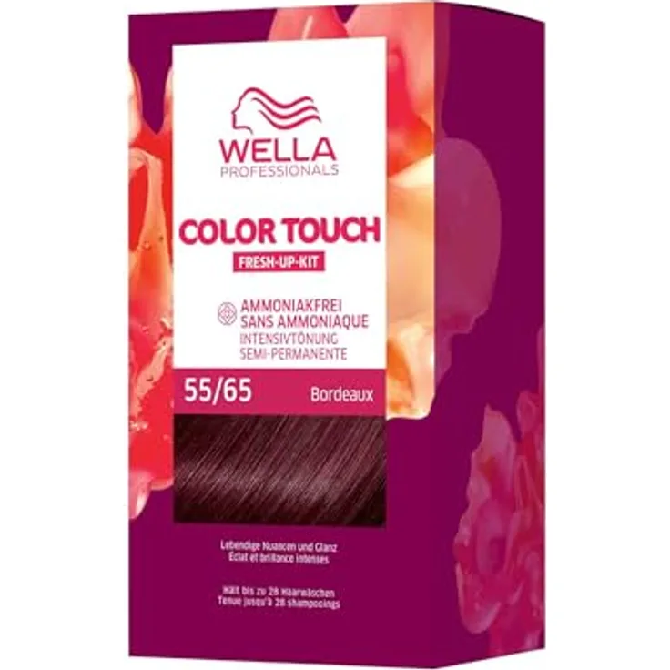 Wella Professionals Color Touch demi-permanente Haarfarbe ohne Ammoniak – Haarfärbemittel zur Farbauffrischung und Grauhaar-Abdeckung – Ansatz-Kit inkl. Haarmaske – 55/65 Bordeaux (130 ml)