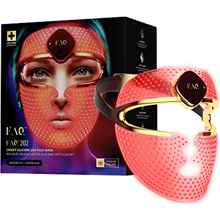 FAQ 202 Smart Anti Aging NIR + 7 LED Lichttherapiemaske fürs Gesicht - Flecken- und Aknebehandlung - Gesichtsmasken-Hautpflege - inkl. FAQ Silikon-Reinigungsspray 60 ml – Bild 1