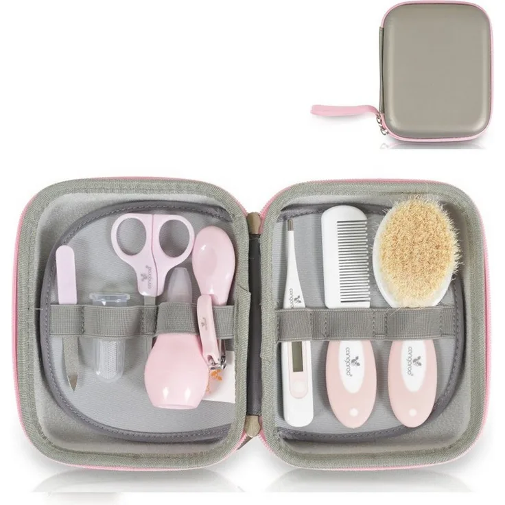 Cangaroo Baby-Nagelschere Babypflegeset M1419 Reiseetui, 9-tlg Nasensauger Nagelschere Thermometer, Edelstahl/PP, 9-teilig, digitaler Thermometer