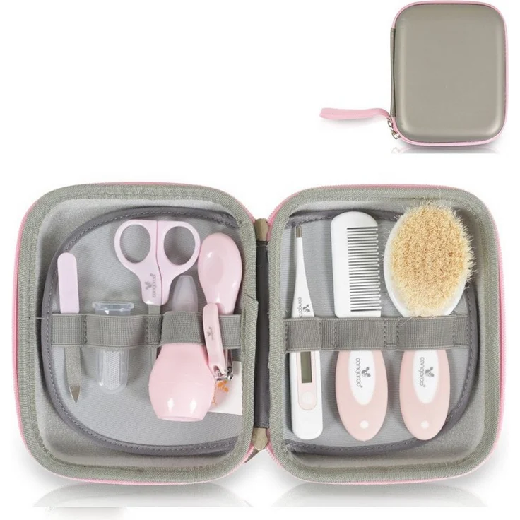 Cangaroo Baby-Nagelschere Babypflegeset M1419 Reiseetui, 9-tlg Nasensauger Nagelschere Thermometer, Edelstahl/PP, 9-teilig, digitaler Thermometer – Bild 1