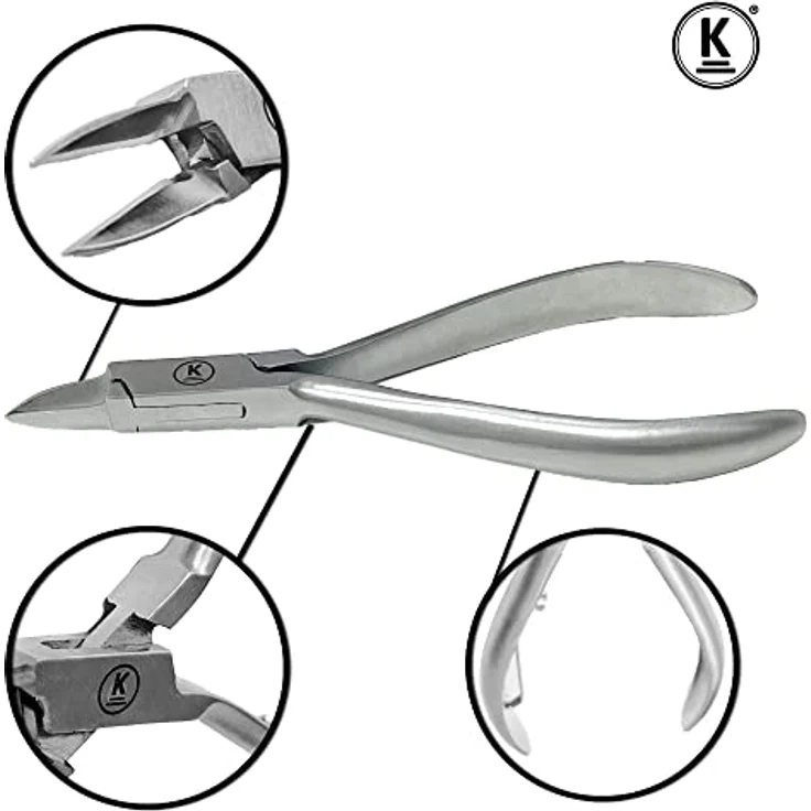 K-Pro Nagelzange Fußpflege, Edelstahl Eckenzange für eingewachsene Nägel, 12 cm, spitz & schmal, Profi-Qualität für Damen, Herren, Senioren und Diabetiker – Bild 2