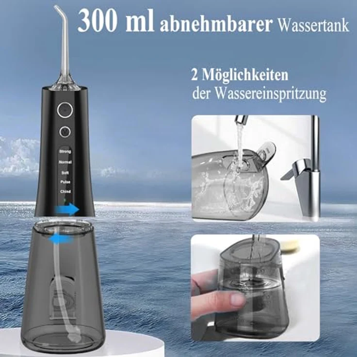 SURFOU Munddusche Kabellos Water Flosser, Elektrische Zahnreinigung mit 3 Reinigungsmodi, lange Akkulaufzeit, tragbar und wasserdicht – Bild 4