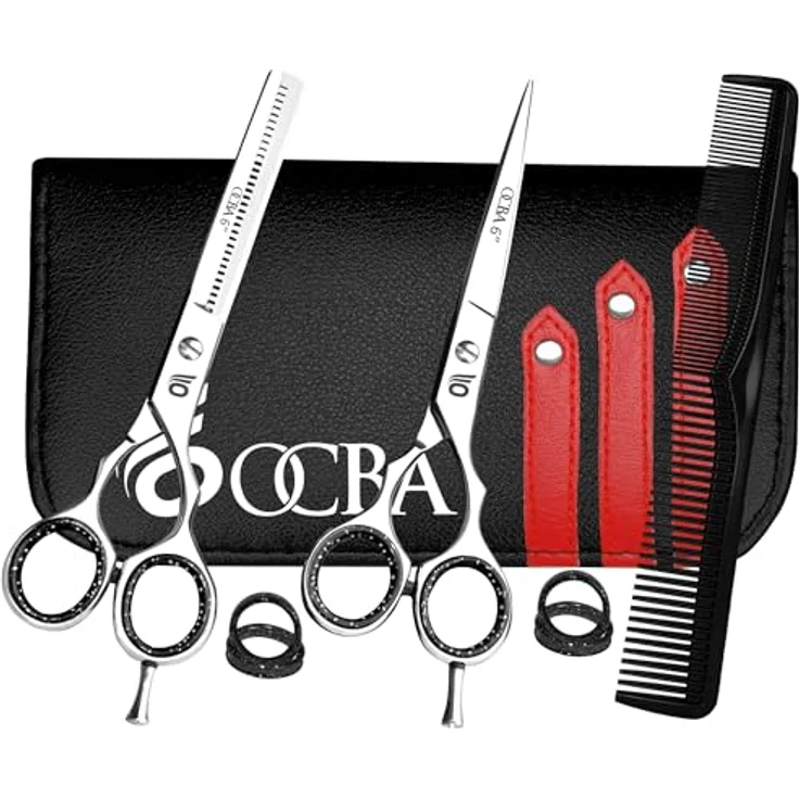 OCBA Professionelle Haarschneideschere 6,5 Zoll Silber, ergonomisches Design für präzise Schnitte, ideal für Friseure und Salons – Bild 1