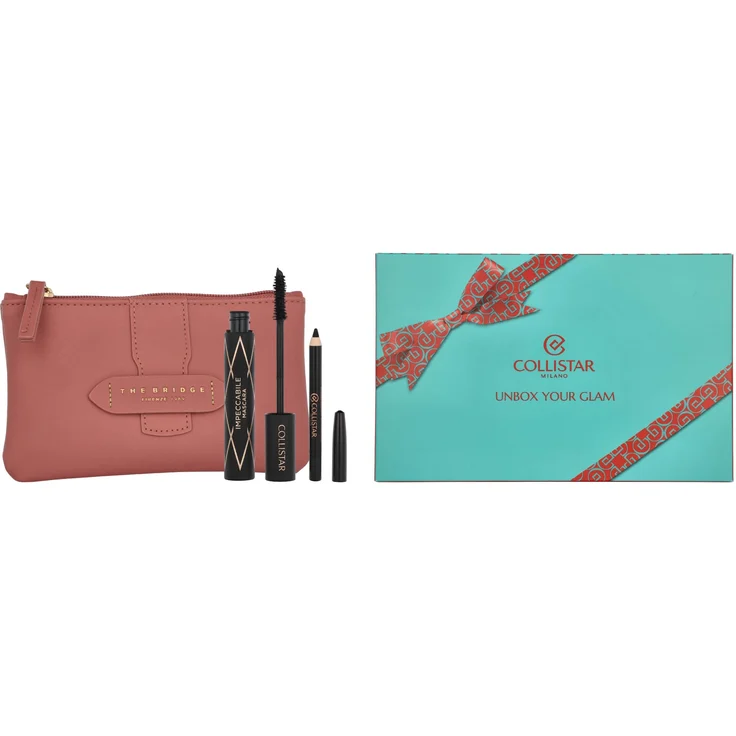 Collistar Impeccabile Set, Mascara mit extremem Volumen (14 ml) und wasserfestem Mini Eyeliner (0,8 g) in kosmetischer Pouch