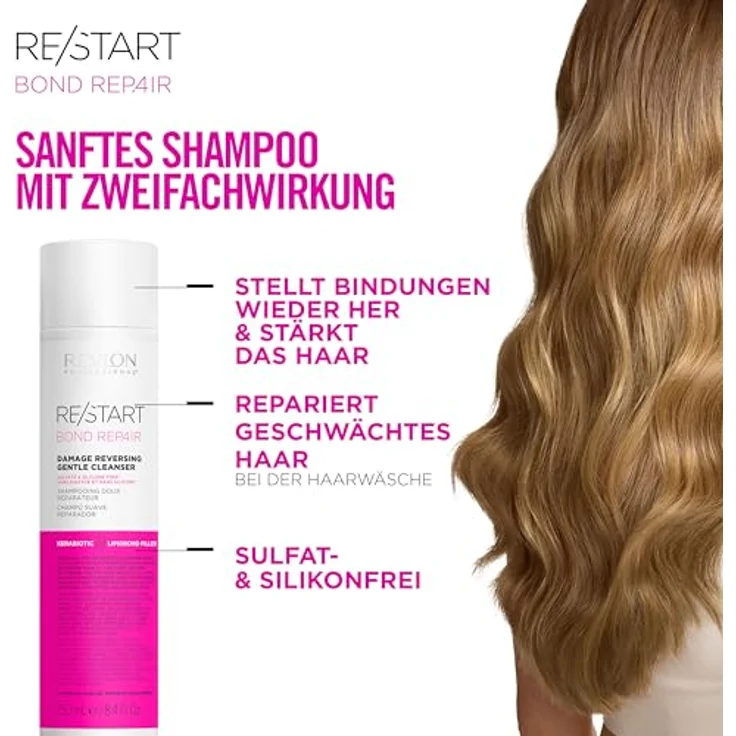 REVLON PROFESSIONAL RE/START Bond Repair – Damage Reversing Gentle Cleanser, 250 ml, sulfatfreies, veganes Shampoo für geschädigtes Haar, repariert Haarschäden und beugt Haarbruch vor – Bild 3