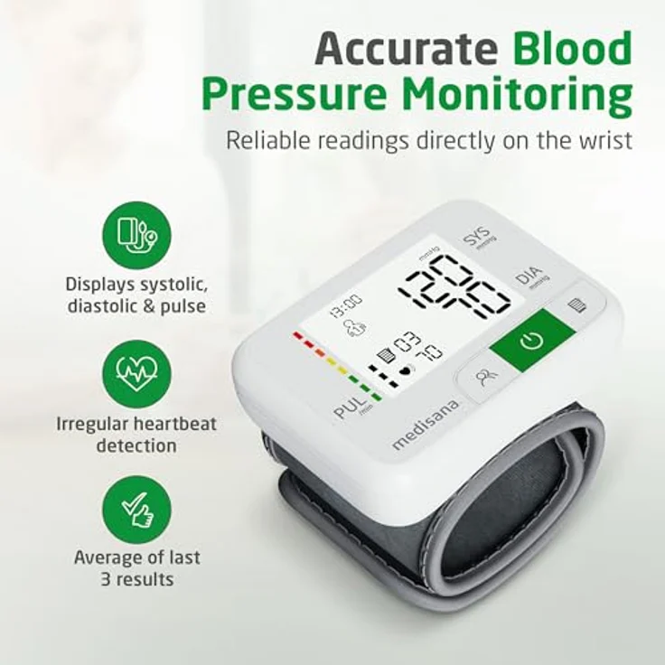Medisana BW 355 Handgelenk-Blutdruckmessgerät, präzise Blutdruck- und Pulsmessung mit Ampel-Skala, Speicherfunktion für 2 Benutzer, große LC-Anzeige, inklusive Aufbewahrungsbox – Bild 2