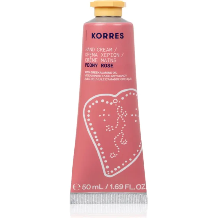 Korres Peony Rose, feuchtigkeitsspendende Handcreme mit Mandelöl, 50 ml, schützt und nährt die Haut