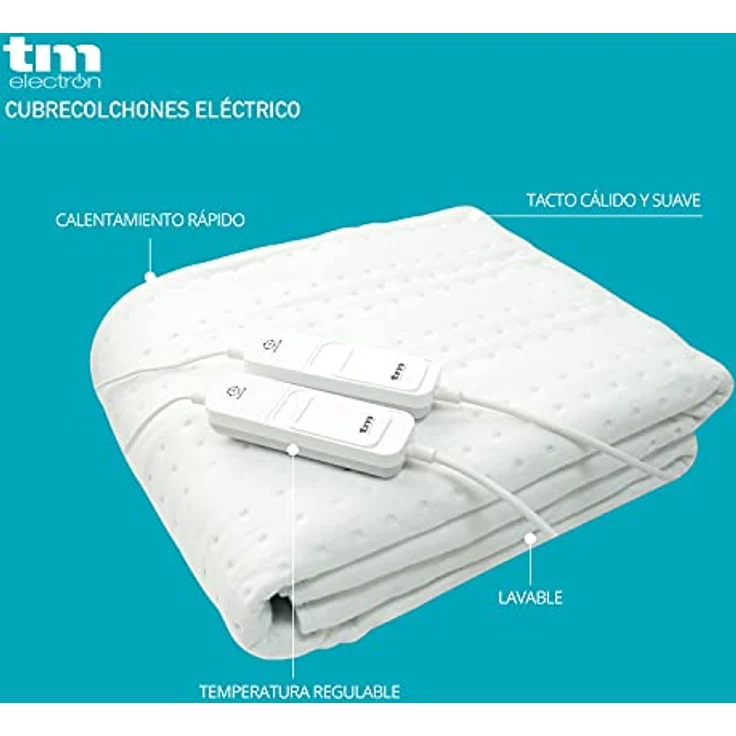 TM Electron Heizdecke, elektrischer Matratzenbezug aus Polyester, 160 x 140 cm, drei Temperaturstufen, Überhitzungsschutz, abnehmbares Kabel – Bild 2
