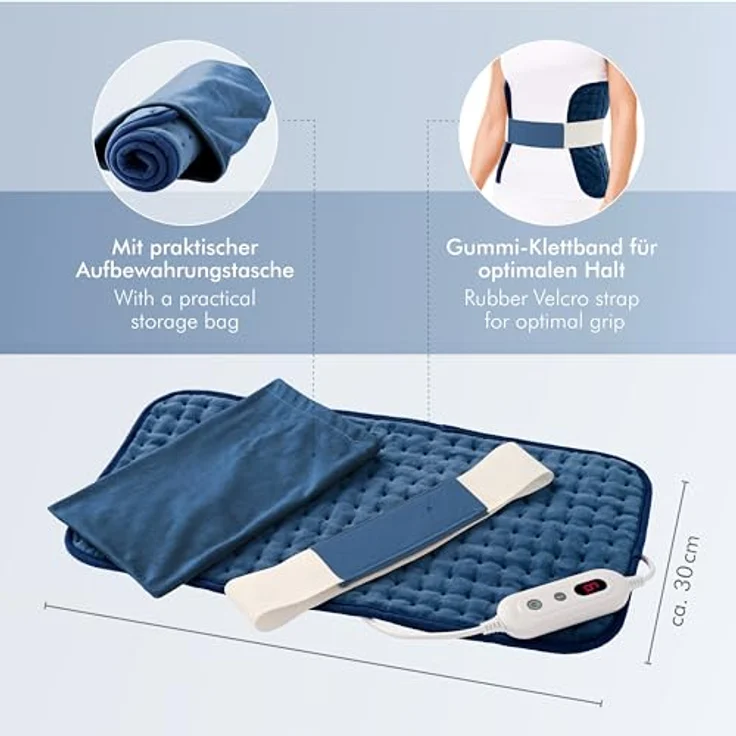Promed XXL-Heizkissen 60x30cm 100W, flauschiges Sitzkissen mit 6 Heizstufen, Überhitzungsschutz, Gummiklettband & Abschaltautomatik nach 90 Min., waschbar – Bild 2