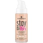 essence stay ALL DAY 16h long-lasting Foundation, Make Up, wischfest, wasserfest, Nr. 08 Soft Vanilla, nude, langanhaltend, mattierend, weichzeichnend, matt, vegan, ölfrei, wasserfest (30ml)