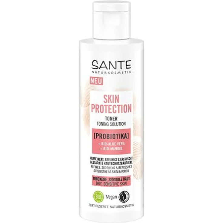 SANTE Naturkosmetik Skin Protection Toner mit Probiotika, Bio-Aloe Vera & Bio-Mandel, nährendes Gesichtswasser, 125ml, vegane Gesichtspflege für erfrischte und strahlende Haut – Bild 1