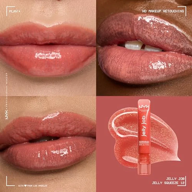 NYX Professional Makeup Jelly Job, leuchtender Lippenglanz mit vergrößerndem Effekt, Farbton Jelly Squeeze, 7.5 ml – Bild 2