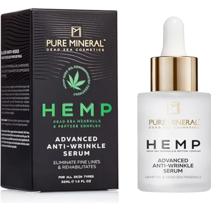 M PURE MINERAL DEAD SEA COSMETICS Pure Mineral Hanf Anti-Falten Elixier mit Tote Meer Mineralien und Hanföl, Reduziert tiefe Falten, 30ml, Ohne Silikone, Sulfate, Parabene