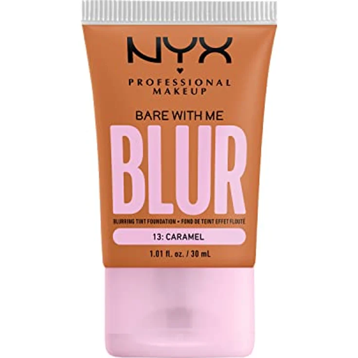 NYX Professional Makeup Weichzeichnende Foundation mit mittlerer Deckkraft und mattem Finish, Bis zu 12 Stunden Pflege und Feuchtigkeit, Mit Niacinamiden, Bare with Me, Farbe: Caramel, 1 x 30 ml – Bild 1