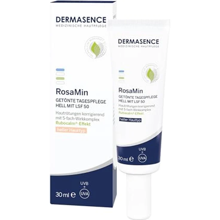DERMASENCE RosaMin Getönte Tagespflege hell mit LSF 50, 30 ml, beruhigend, pflanzlicher 5-fach-Wirkkomplex, parfümfrei, vegan – Bild 1